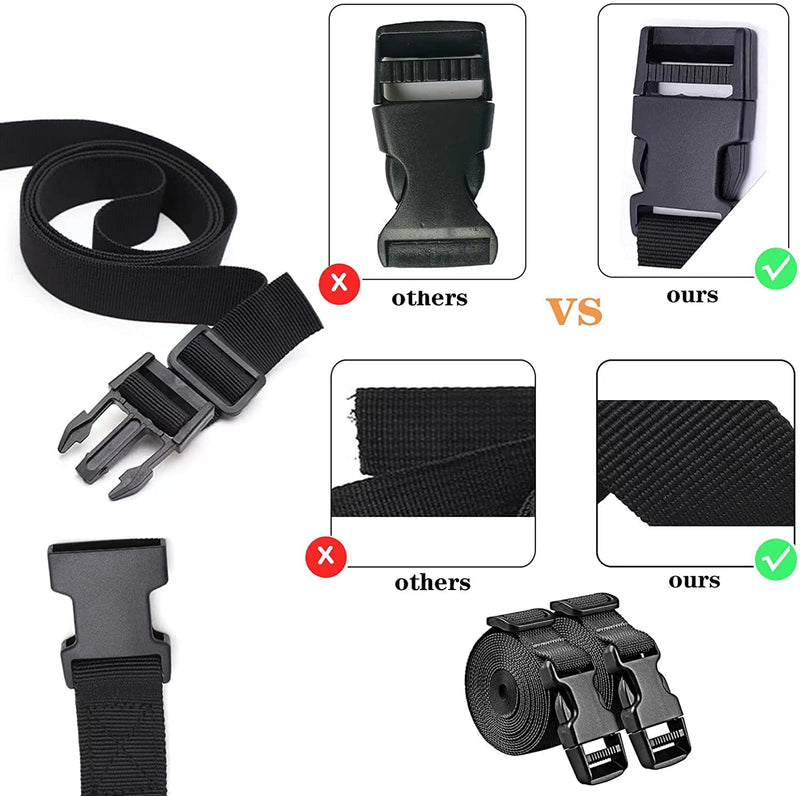 [Australia - AusPower] - Premium Utility Straps with Quick Release Buckle Adjustable Short Nylon Tie Down Straps for Backpack Tactical Lashings Camping Gear Sleeping Bag Mattress Conveyor Belt Luggage 6 feet Black 