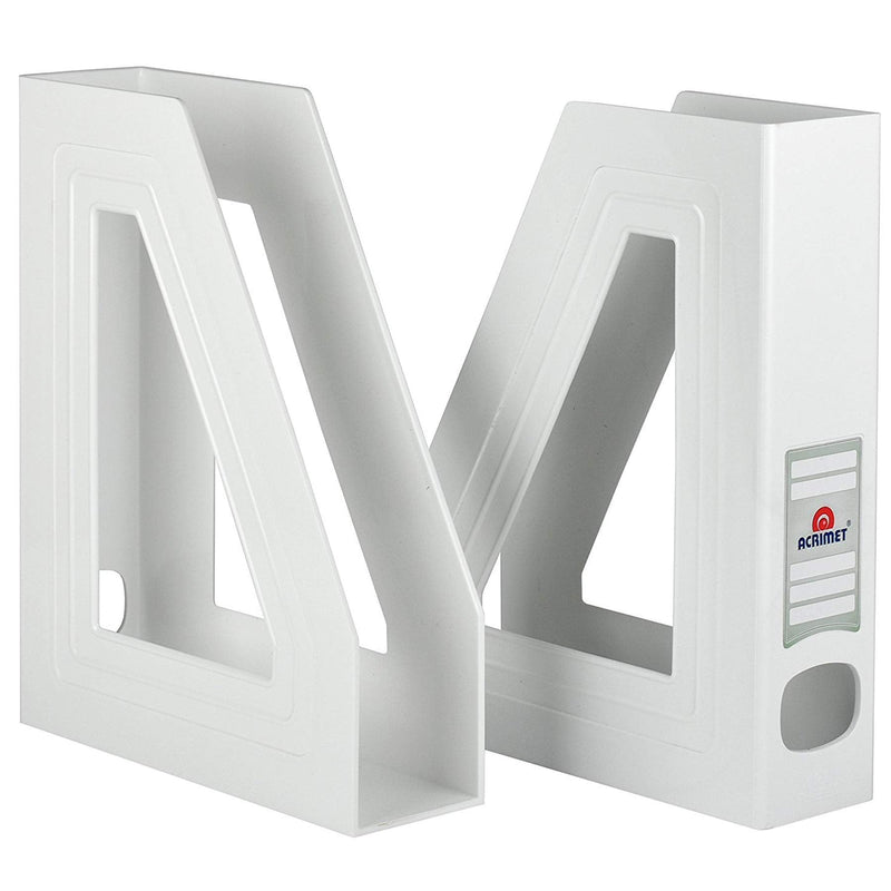 [Australia - AusPower] - Acrimet Magazine File Holder Rack Organizer (Plastic) (White Color) (2 Pack) 