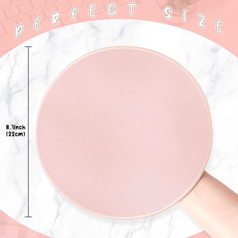 [Australia - AusPower] - Round Mouse Pad 3 Pack Small Circle Mousepad 8.7 x 8.7 Inch Non-Slip Mat Stitched Circular Mouse Pad Rubber Mouse Pad for Women Men Office Computer Home Laptop(Pink) Pink 