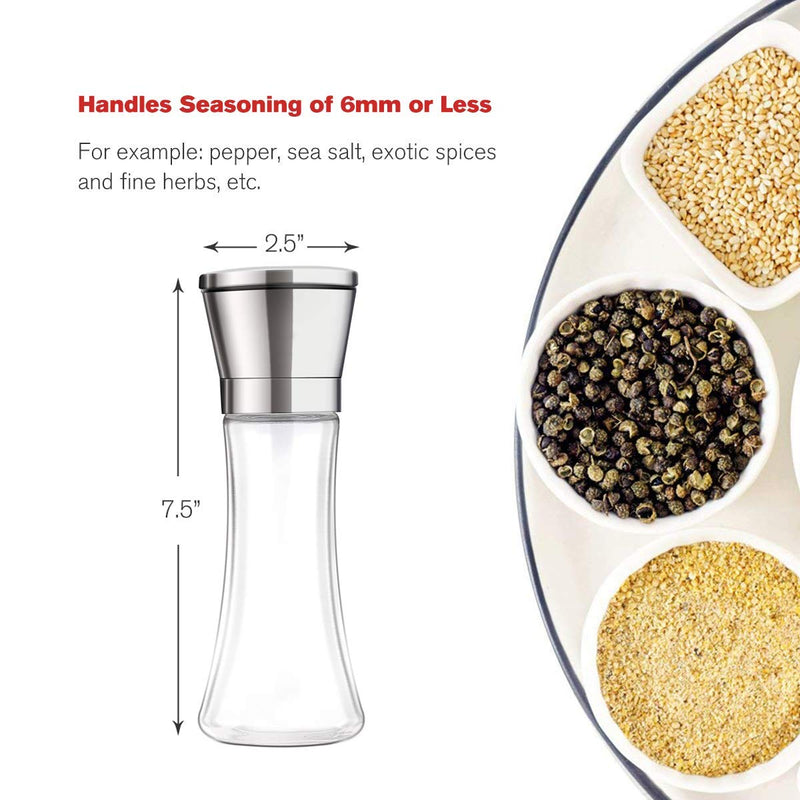 [Australia - AusPower] - bonris Professional Stainless Steel Salt and Pepper Grinder with Adjustable Coarseness with Five Grinding Level Pepper Mill Grinders Shakers .（Single Package） Tall 