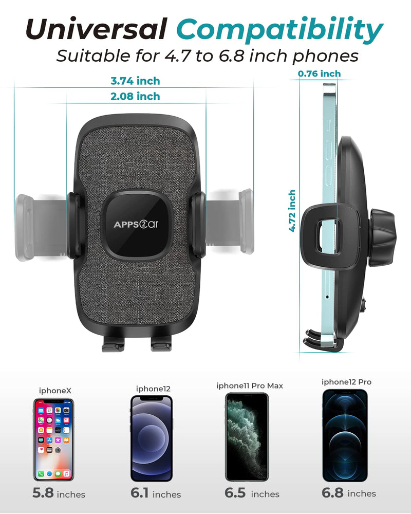 [Australia - AusPower] - Air Vent Phone Holder, APPS2Car Universal Phone Mount for Car, [Free Hands] Phone Vent Clip, [Never Drop] Cell Phone Holder Car, Compatible with 4.7-6.8 inch All Smartphone 