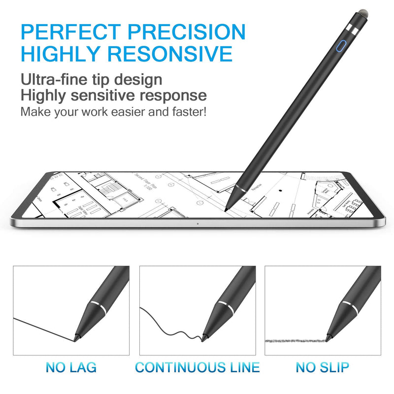 [Australia - AusPower] - RICQD Stylus Pencil Compatible Apple iPad(2018-2022) with Palm Rejection iPad 9/8/7/6th, Pro 12.9 5/4th/3rd Gen, Air 5th/4th/3rd, Mini 6/5th, Pro 11 High Precision Drawing Pen Black 