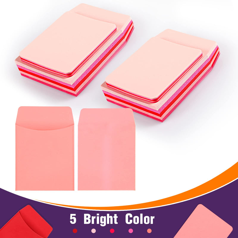 [Australia - AusPower] - 100 Pieces Colorful Rainbow Small Envelopes Library Card Non-Adhesive Packets Envelopes with 120 Pieces Adhesive Double Sided Glue Points for Classroom Library School Office (Bright Colors) Bright Colors 