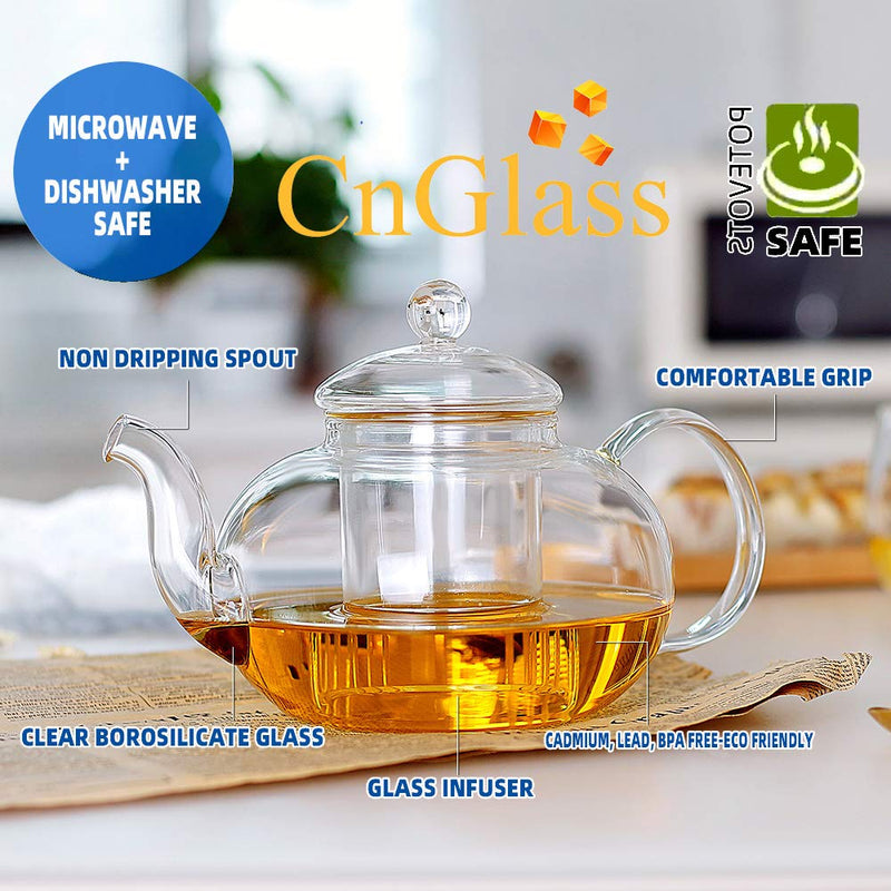 [Australia - AusPower] - CNGLASS Glass Infuser with Lid for 20.3oz Teapot S 
