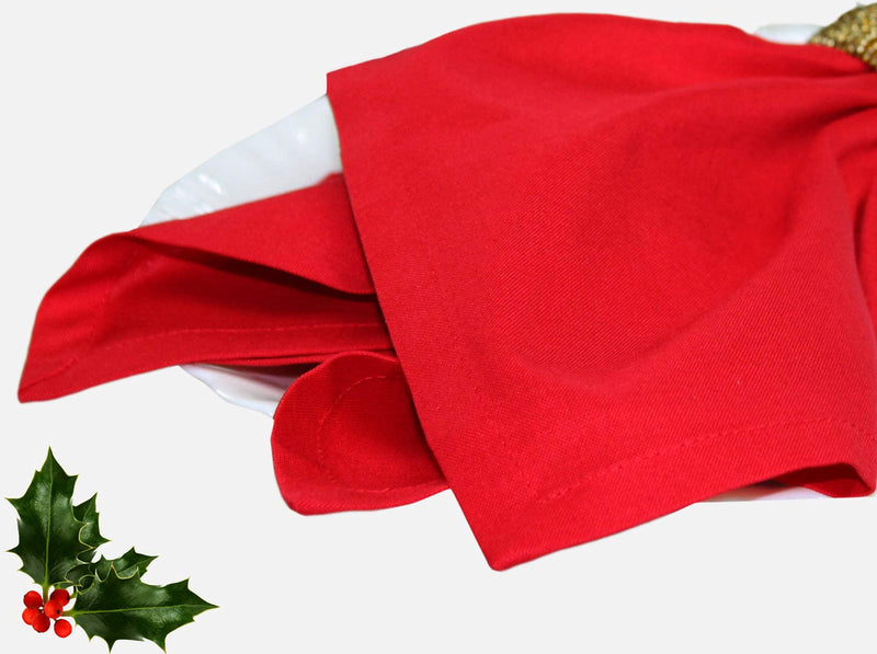 [Australia - AusPower] - COTTON CRAFT Classic Christmas Napkins - Xmas Holiday Autumn Fall Harvest Thanksgiving Celebration Party - Mitered Corners - 12 Pack - Pure Cotton - Reusable Cloth Washable - 18 in x 18 in Red 18x18 Inch Classic- Red 