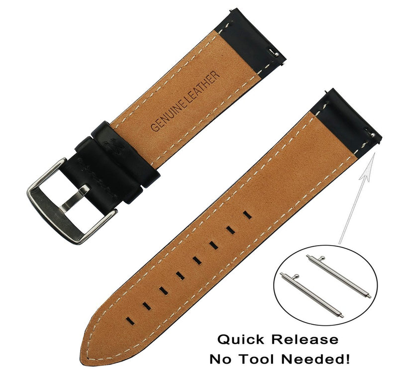 [Australia - AusPower] - OTOPO Compatible Samsung Galaxy Watch 3 45mm/Galaxy Watch 46mm Bands, 22mm Quick Release Leather Bracelet Replacement Strap for Gear S3/Ticwatch Pro Smartwatch - 2Pack 