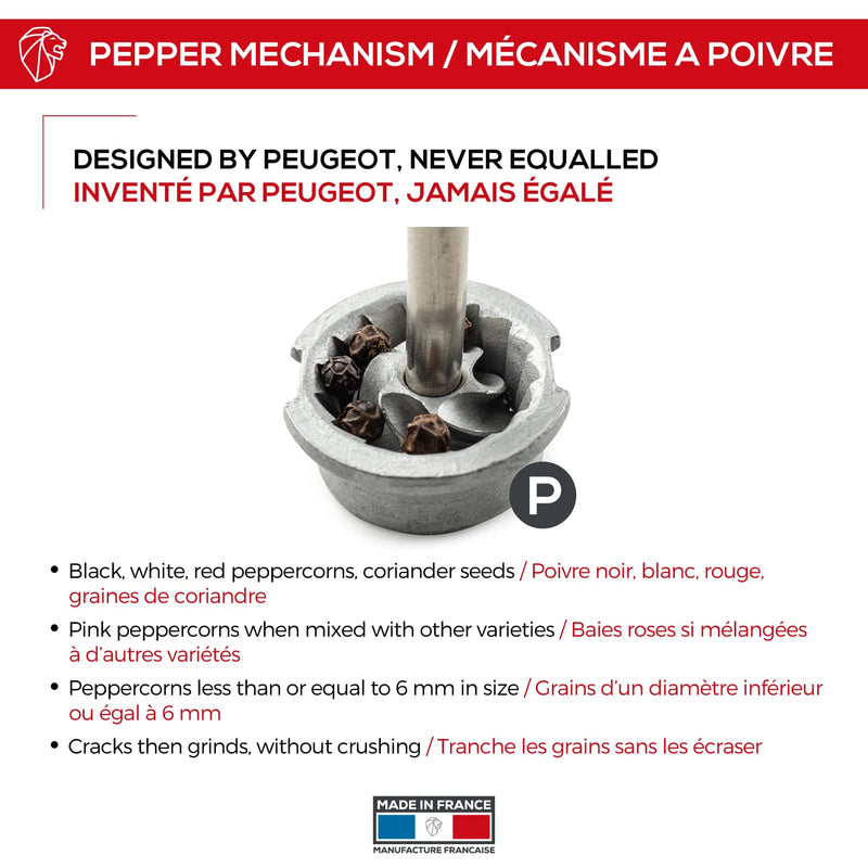 [Australia - AusPower] - Peugeot - Paris u'Select Manual Pepper Mill - Adjustable Grinder - Beechwood, Graphite Finish 30cm - 12in 
