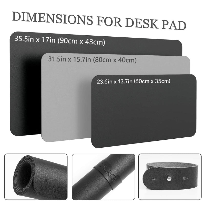 [Australia - AusPower] - Non-Slip Desk Pad,Mouse Pad,Waterproof PVC Leather Desk Table Protector,Ultra Thin Large Desk Blotter, Easy Clean Laptop Desk Writing Mat for Office Work/Home/Decor(Black, 23.6" x 13.7") Black 23.6" x 13.7" 