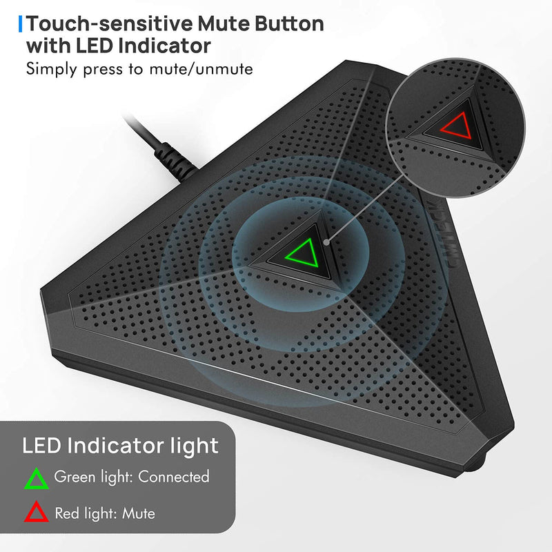 [Australia - AusPower] - USB Conference Microphone, CM001 Desktop Computer Mic, Mute Button with LED Indicator, Omnidirectional Condenser Boundary Mic for Recording, Streaming, Gaming, Skype (Windows/macOS)-Without Speaker CM-001 