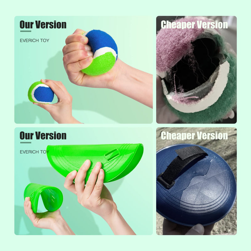 [Australia - AusPower] - EVERICH TOY Beach Toys Outside Toys for Kids Ages 4-8-Lawn Game Ball Catch Games Paddle Toss-Upgraded Version Outdoor Games Sand Toys for Kids/Family Boys and Girls Gifts(2 Rackets,2Balls,1 Bag) Blue+green 