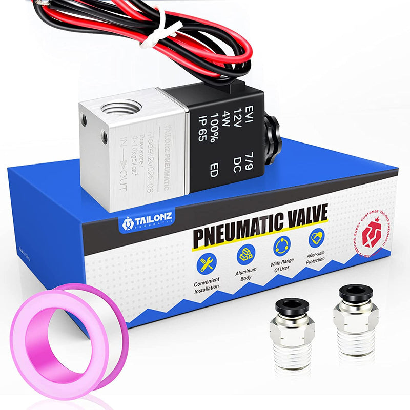 [Australia - AusPower] - TAILONZ PNEUMATIC 1/4 Inch NPT 12V/24V/110V/220V 2 Way Normally Closed Electric Solenoid Air Valve 2v025-08 1/4"NPT DC12V 