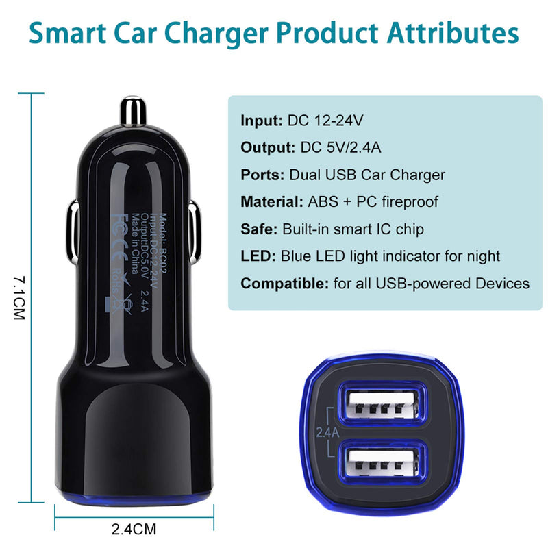 [Australia - AusPower] - Car Charger Android for Samsung Galaxy J7 Crown/Prime/Pro/Sky Pro/Refine/Neo/Luna/Eclipse,J7 V 2nd/Perx/Star,J6 Plus J5 J4 J3 S7 Edge S6 S5 S4 S3 Note 4/5,6ft Phone Cord Fast Charging Micro USB Cable 