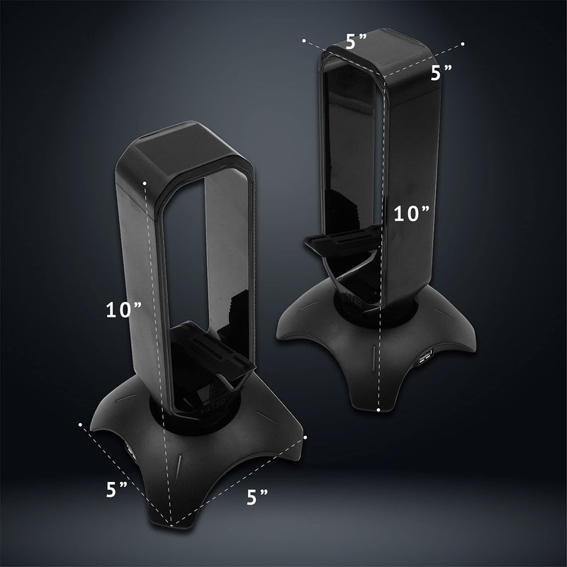 [Australia - AusPower] - Tilted Nation RGB Headset Stand and Gaming Headphone Stand for Desk Display with Mouse Bungee Cord Holder - Gaming Headset Holder with USB 3.0 Hub for Xbox, PS4, PC - Perfect Gaming Accessories Gift Black 