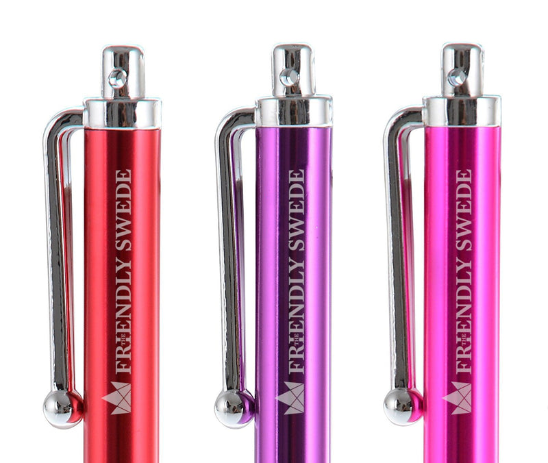 [Australia - AusPower] - Capacitive Touch Screen Stylus Pens 4.5", 6-Pack - Including 2 x 15 Lanyards and Screen Cleaning Cloth by The Friendly Swede (Red, Purple, Pink, Light Blue, Dark Blue, Green) Red, Purple, Pink, Light Blue, Dark Blue, Green 