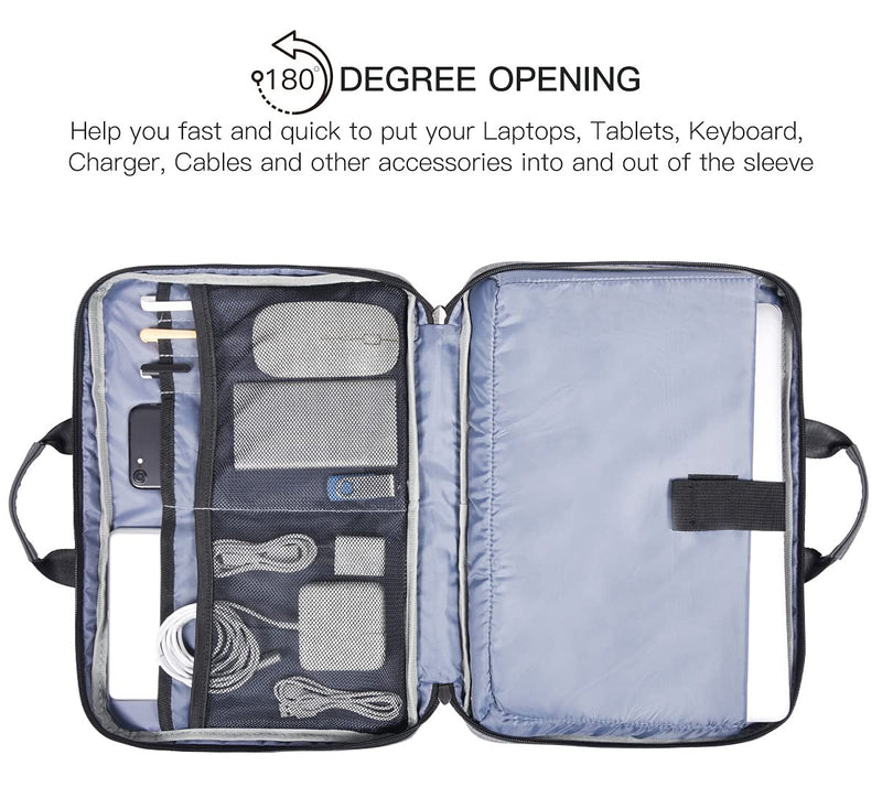 [Australia - AusPower] - 13.5 15 Inch Laptop Case, Men Women Laptop Bag Sleeve with Electronics Organizer for Dell Inspiron 13, Surface Laptop 3/2 13.5, HP Pavilion x360/EliteBook 840 14, Lenovo ThinkPad X1 Carring Bag, Gray 13.5-15 Inch 