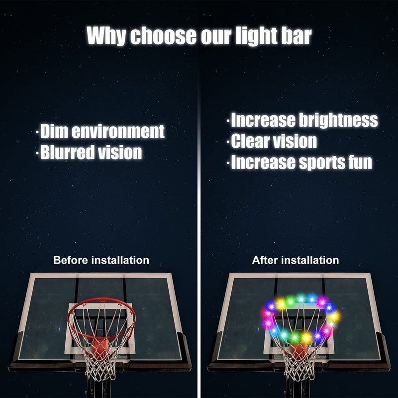 [Australia - AusPower] - LED Basketball Hoop Light, Remote Control Light Up Basketball Hoop Waterproof Basketball Rim LED Light 17 Color and 7 Lighting Modes Basketball Gift for Kids Adults, Bright to Play at Night Outdoors 