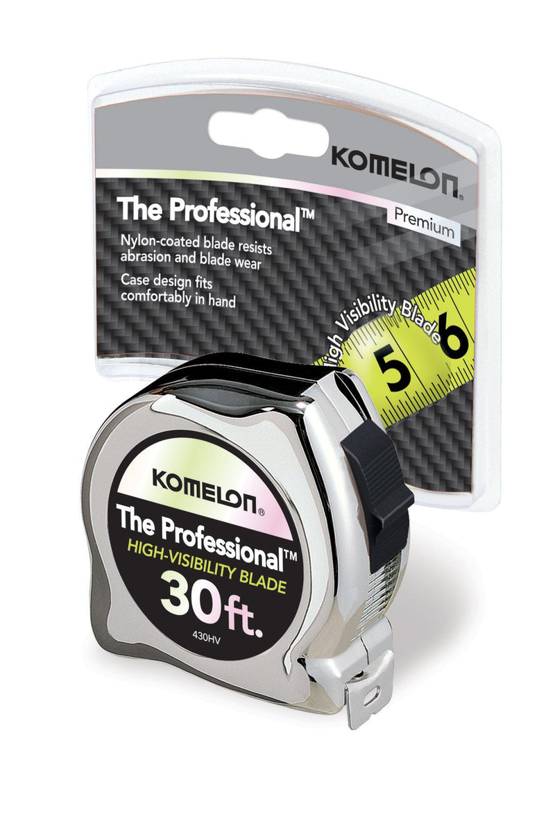 [Australia - AusPower] - Komelon 430HV High-Visibility Professional Tape Measure, 30-Feet by 1-Inch, Chrome 