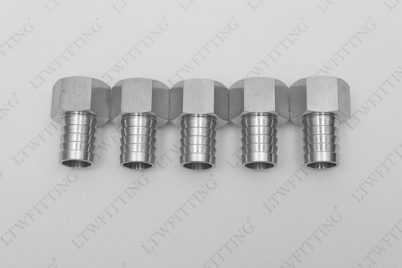 [Australia - AusPower] - LTWFITTING Bar Production Stainless Steel 316 Barb Fitting Coupler 3/4" Hose ID x 3/4" Female NPT Air Fuel Water (Pack of 5) 