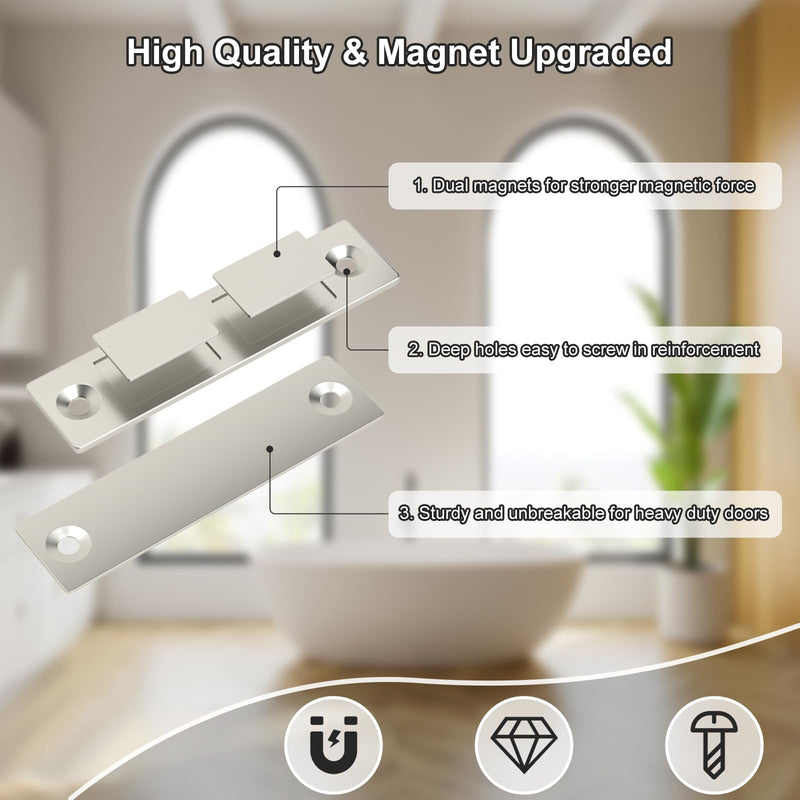 [Australia - AusPower] - Jiayi 30 Lb Cabinet Drawer Door Magnets, 2 Pack Magnetic Cabinet Door Catch Heavy Duty Kitchen Magnets Closures, Door Magnetic Catch Cupboard Double Magnets Latch for Wardrobe Closet Door Closing Sliver 