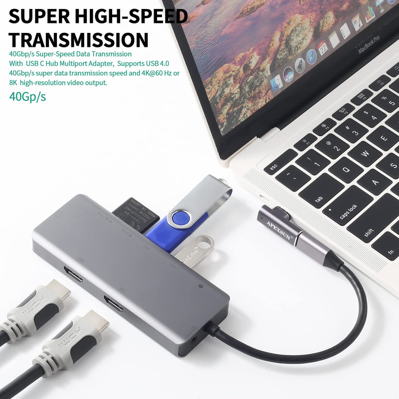 [Australia - AusPower] - APEXSUN USB C Magnetic Adapter,24 Pins Type C Connector Support Thunderbolt 4,USB4.0, PD 100W Quick Charge,40Gb/s Data Transfer,8K Video Output Compatible with MacBook and More USB C Devices(Elbow) Elbow 