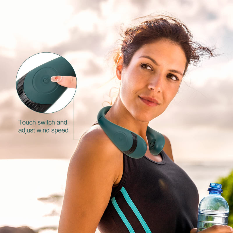 [Australia - AusPower] - Portable Hanging Neck Sports Fan,Portable Neck Fans Can be Recharged,Maximum Working Time 18 Hours Keep Cool,5000 mAh Bladeless Neck Fan, Personal Neck Fan for Women and Men 