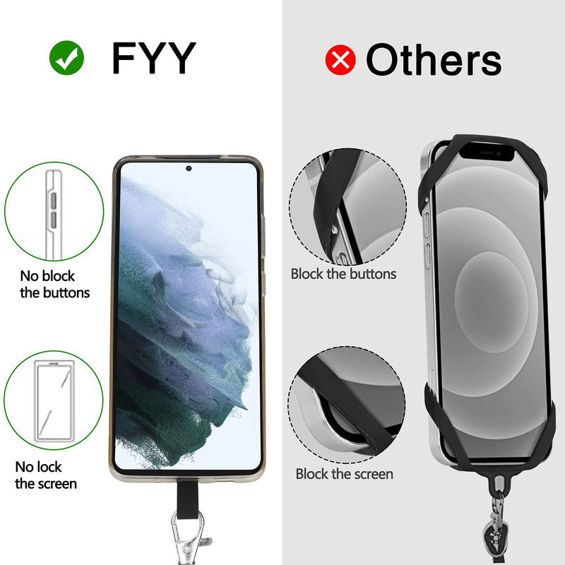[Australia - AusPower] - FYY Cell Phone Lanyard,[2 Pack]Cell Phone Lanyards for Women/Men,Universal Crossbody Lanyard for Cell Phone Around the Neck Compatible with iPhone,Samsung Galaxy and All Smartphones-Black Black 