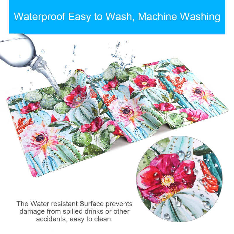 [Australia - AusPower] - Anyshock Desk Mat, Extended Gaming Mouse Pad 35.4" x 15.7" XXL Keyboard Laptop Mousepad with Stitched Edges Non Slip Base, Water-Resistant Computer Desk Pad for Office and Home (Cactus) Green Cactus 