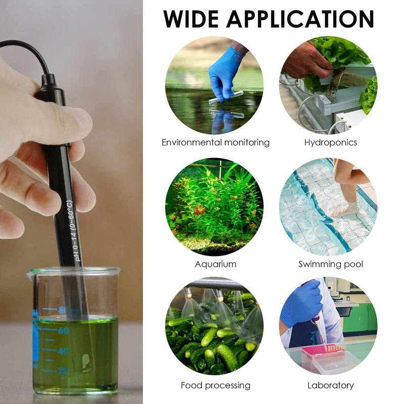 [Australia - AusPower] - High Accuracy pH Electrode with Calibration Powder, 0-14 pH Probe with BNC Connector & 300cm Cable for Wide Application 300cm Cable Glass Electrode 