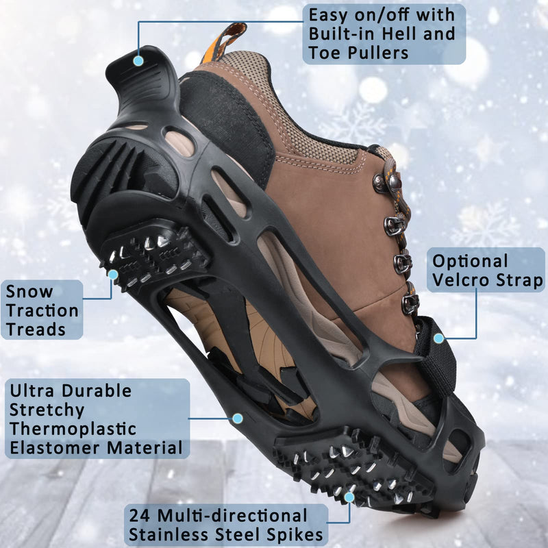 [Australia - AusPower] - Ice Cleats Snow Traction Cleats for Walking on Snow and Ice Women Men Winter Outdoor Anti Slip Spikes Crampons Ice Cleats for Hiking Snow Boots Shoes Medium(5.5-7 men/7-8.5 women) 