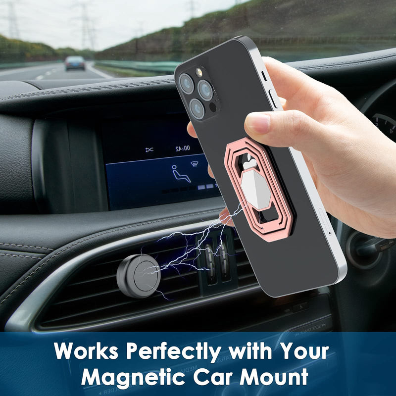 [Australia - AusPower] - Phone Ring Holder Finger Kickstand, 360° Rotation Metal Phone Grip for Magnetic Car Mount Foldable Cell Phone Stand Compatible with Most Smartphones Silver Rose Gold 