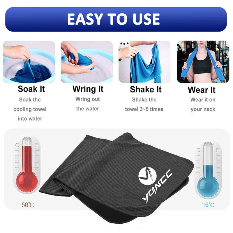 [Australia - AusPower] - YQXCC 2 Pack Cooling Towel (47"x12") Ice Towel for Neck, Soft Breathable Chilly Towel, Microfiber Cool Towel for Yoga, Golf, Gym, Camping, Running, Workout & More Activities 