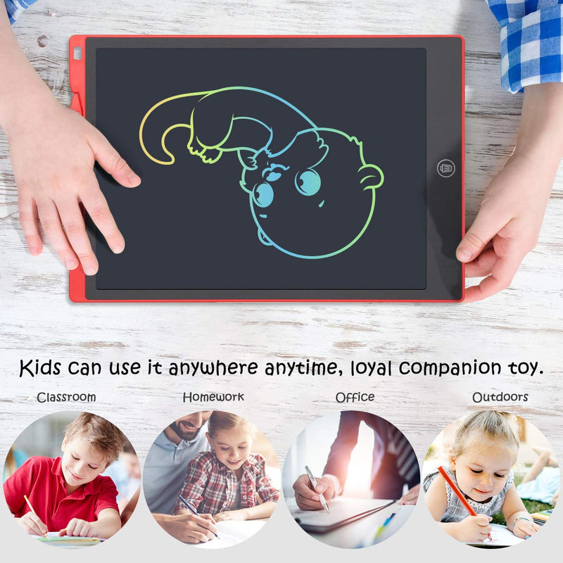 [Australia - AusPower] - LCD Writing Tablet Drawing Pad, Colorful Screen Doodle Board for Kids, Traveling Gift Toys for 4 5 6 Year Old Boys and Girls (12 inch, Red) 12 inch 