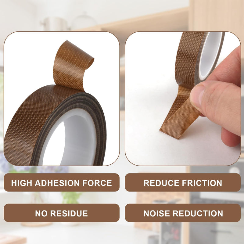 [Australia - AusPower] - NQEUEPN 2 Rolls 0.51inx32.81ftÂ Low Friction Tapes,Â Abrasion Squeak Resistant Drawer SlideÂ GlideÂ Tape PTFE Surface Protection Tape for Wood Drawer Cabinet Curtain Furniture (Brown) 