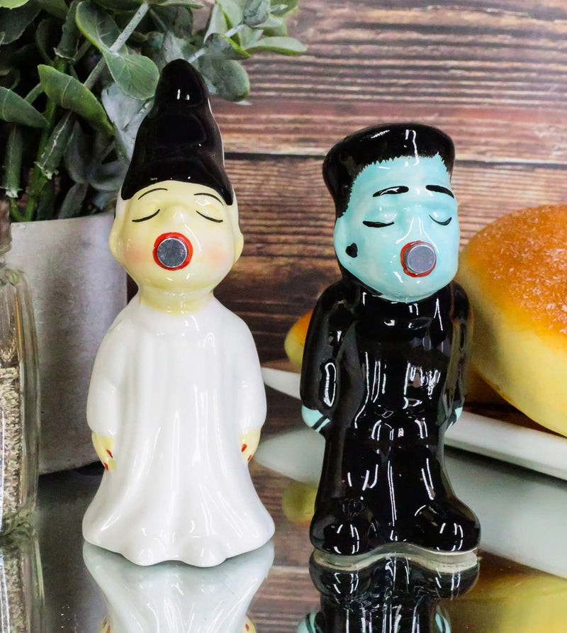 [Australia - AusPower] - Ebros Gift Day Of The Dead Gothic Mr And Mrs Frankenstein Monster Kissing Ceramic Salt Pepper Shakers Figurine Set Halloween Skulls Skeletons Accent 