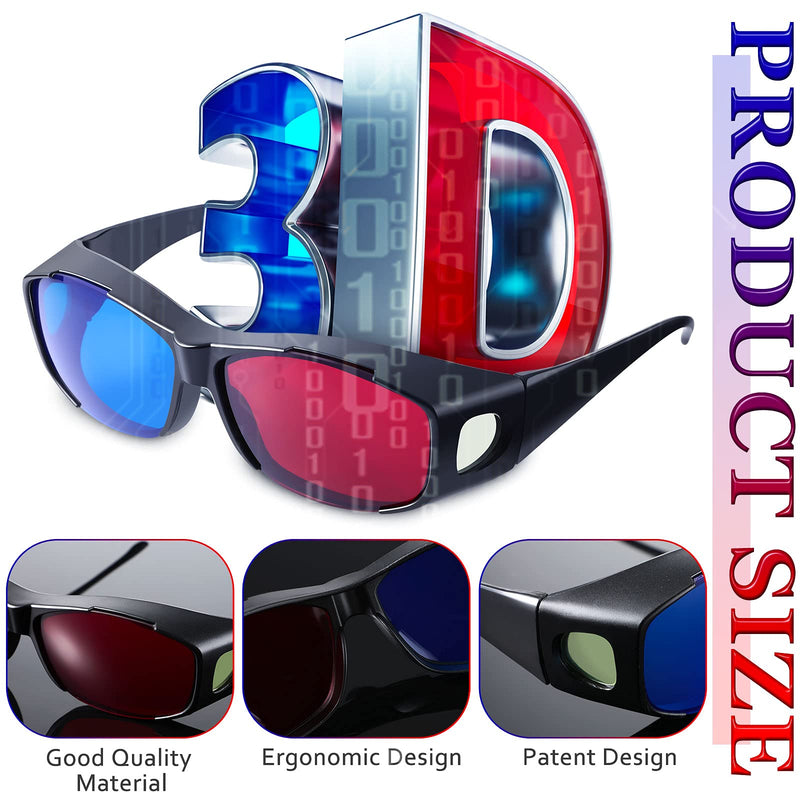 [Australia - AusPower] - 4 Pieces Glasses for 3D Movies Game 3D Movie Glasses for 3D Movies Games Light Simple Design, 3D Viewing Glasses(Red and Blue) Red and Blue 