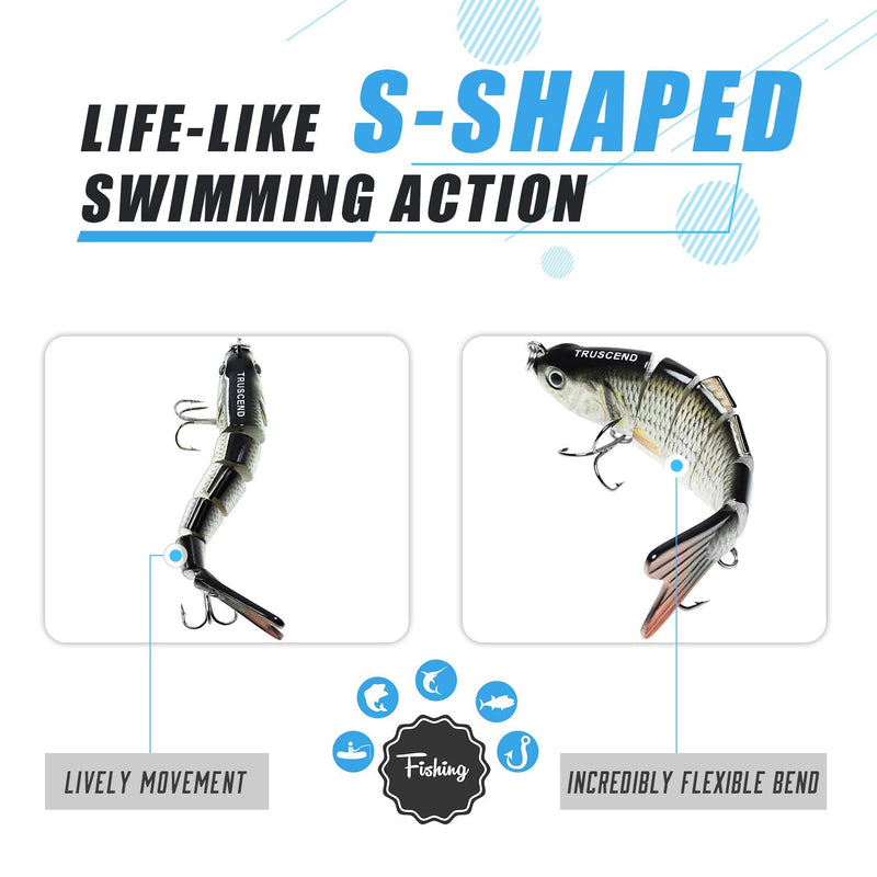 [Australia - AusPower] - TRUSCEND Fishing Lures for Bass Trout Segmented Multi Jointed Swimbaits Slow Sinking Swimming Lures for Freshwater Saltwater Fishing Lures Kit 