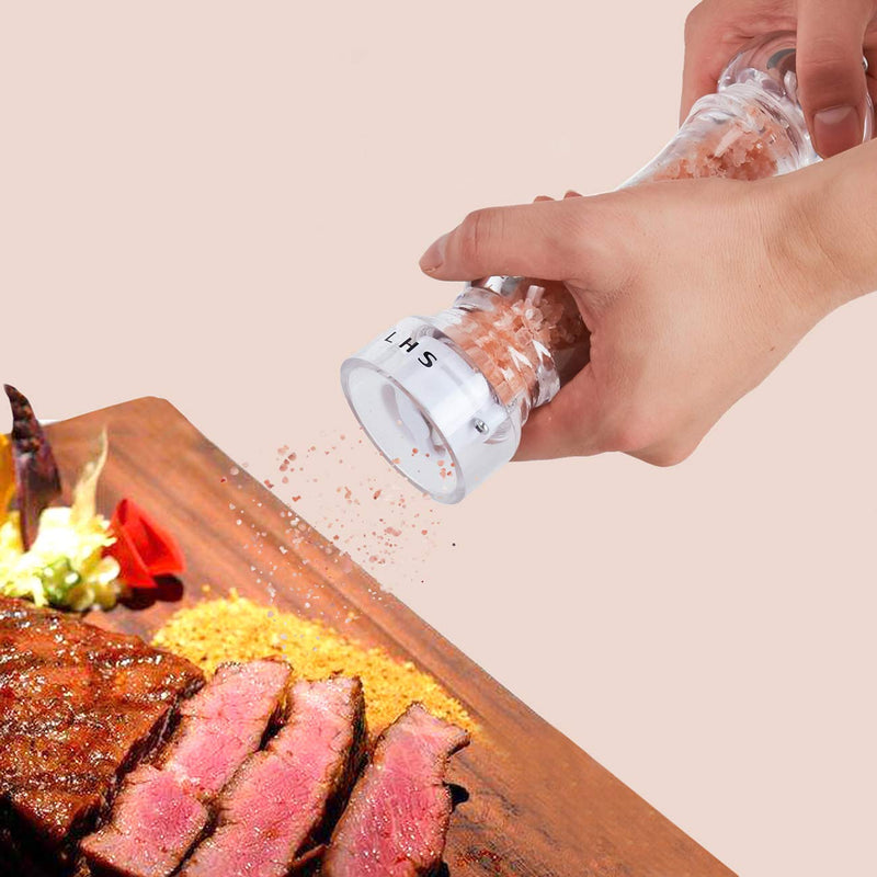 [Australia - AusPower] - LHS Pepper Mill Grinder Salt Grinder Peppercorn Grinders with Adjustable Coarseness-Clear Pepper not included 