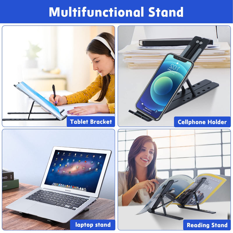 [Australia - AusPower] - Laptop Stand for Desk, Adjustable Aluminum Laptop Holder, 6 Angles Foldable Computer Stand for Laptop Compatible with MacBook, HP, Dell, Lenovo All Laptops from 9-15.6 inch Black 