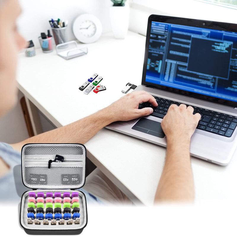 [Australia - AusPower] - USB Flash Drive Case SD Cards Thumb Drive Memory Card Holder SD SDXC SDHC Card Storage Bag Electronic Accessories Organizer for SanDisk/ for Samsung|Inland/ for PNY/ for Netac(Case Only) (Black) black 