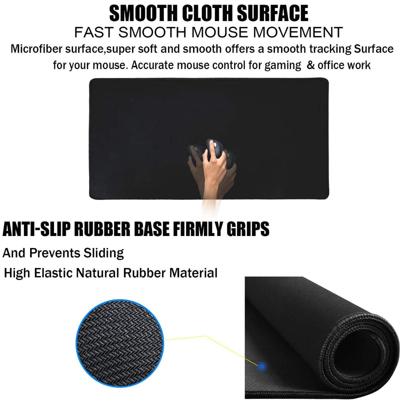 [Australia - AusPower] - Large Mouse Pad, Gaming Mouse Pad, TEDNETGO Waterproof XL Extended Extra Large Mouse Pad with Stitched Edge, Non-Slip Large Ergonomic Mouse Pad Desk Mat for Computer Laptop, 31.5"x15.7" x 0.12", Black 