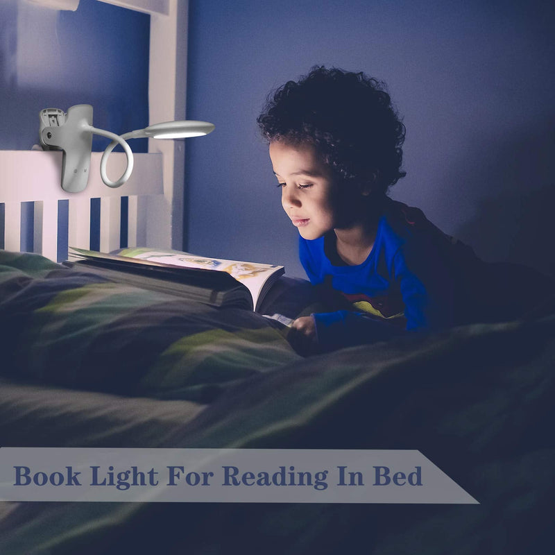 [Australia - AusPower] - LED Reading Light, LACOKI 28 LEDs USB Rechargeable Reading Lamp, 3 Color x 3 Brightness Clip On Light with Safety Switch, Eye Protection Book Light for Reading in Bed, Touch Control Clip Desk Lamp 