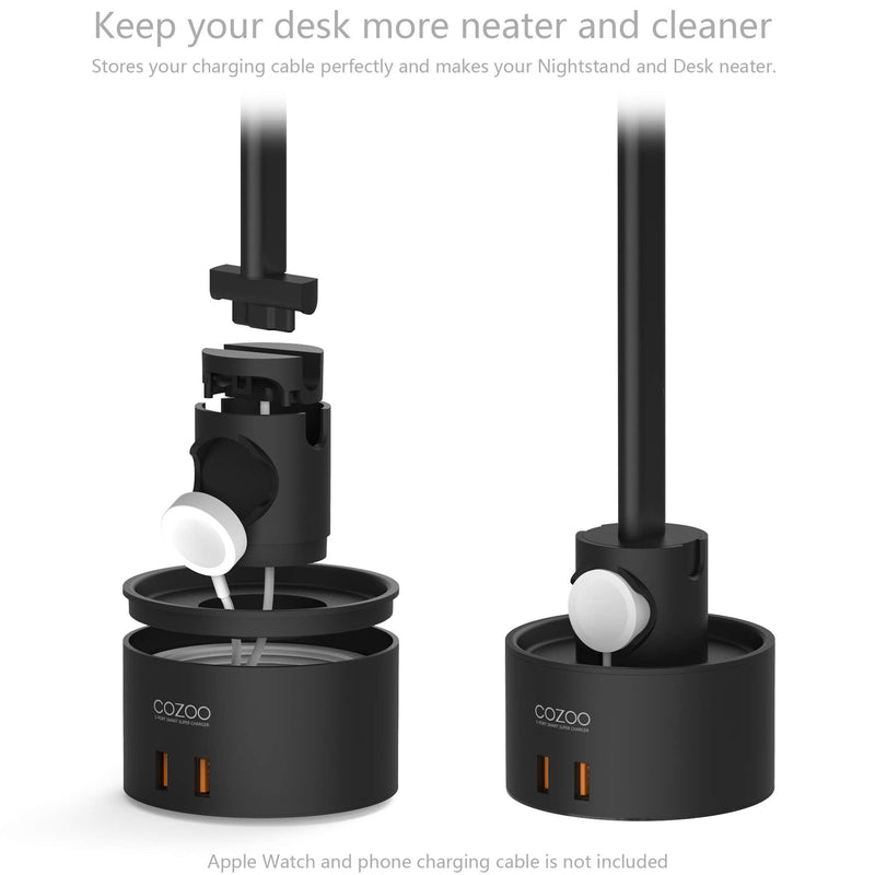 [Australia - AusPower] - Headphone Stand with 5 USB Charger COZOO Desktop Gaming Headset Holder Hanger with 5 USB Charging Station,Watch Stand and Watch Wireless Charging,Accessories for Gaming,DJ,Wireless Earphone Display 