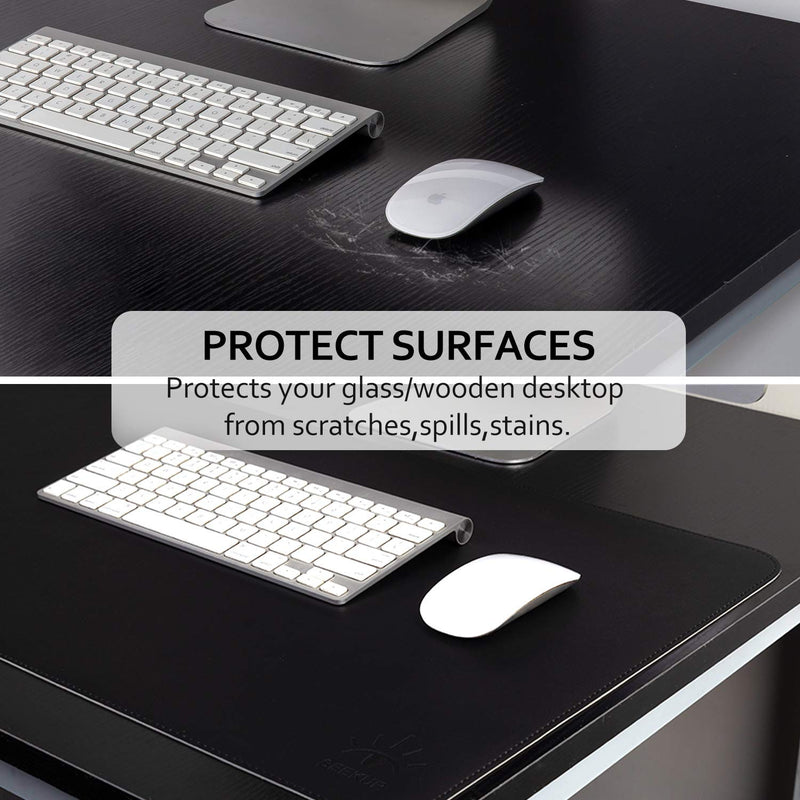 [Australia - AusPower] - Black/Gray Dual Sided PU Leather Desk Pad, 2021 Upgraded Sewing Laptop Mat, Waterproof Large Mouse Pad, Non-Slip Writing/Painting Mat Desk Blotter Protector for Office/Home 31.5"x15.8" (80x40cm) Black/Gray 