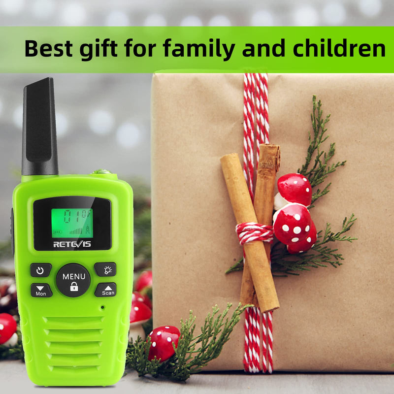[Australia - AusPower] - Retevis RA35 Walkie Talkies Long Range,Small Two Way Radio for Adults Kids,Clear Sound VOX Flashlight,Portable 2 Way Radios for Family Christmas Gifts(4 Pack,Green) Green 