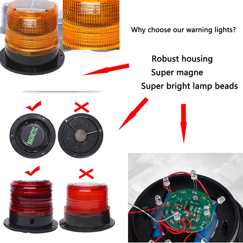 [Australia - AusPower] - RISOON Solar Strobe Warning Safety Flashing Light/Ceiling Strobe Light, with Strong Magnetic Base Waterproof for Construction, Traffic, Factory, Crane Tower, Boat Navigation (Blue) Blue 