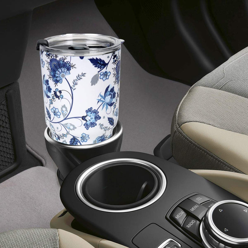 [Australia - AusPower] - SYACOT 30oz Tumbler Double Wall Stainless Steel Vacuum Insulated Travel Mug with Splash-Proof Lid Metal Straw and Brush (Blue and White Porcelain) Blue and White Porcelain 