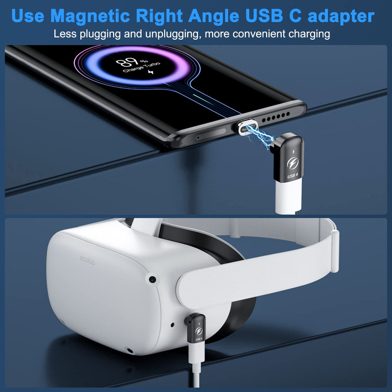 [Australia - AusPower] - DuHeSin USB C Magnetic Adapter, (2 Pack) Right Angle Magnetic USB C Adapter 24 Pins with PD 140w Charge USB4 40Gbps 8K 60Hz for Thunderbolt 3/4, MacBook Pro/Air, Swtich and More Type C Devices 90 Degree 