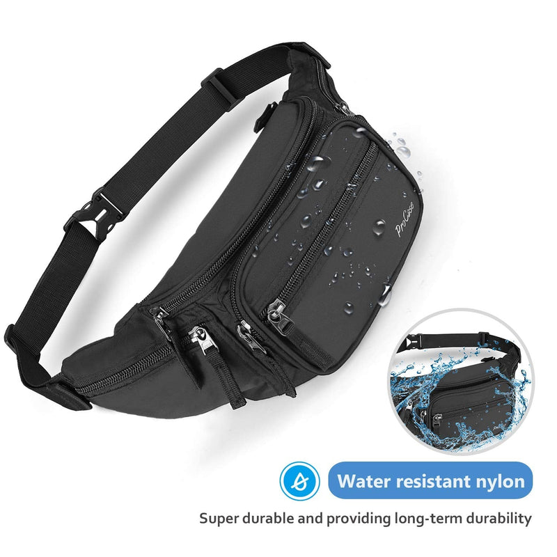[Australia - AusPower] - ProCase Fanny Pack Waist Packs for Men Women, Waist Bag Hip Pack for Travel Hiking Running Outdoor Sports Black 