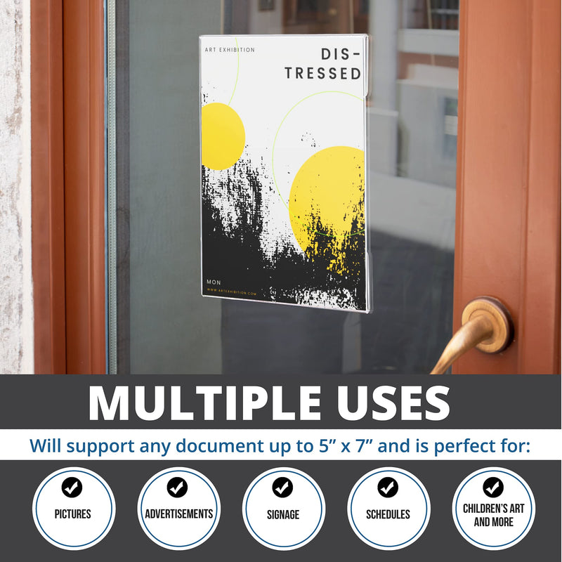 [Australia - AusPower] - Wall Mount Acrylic Sign Holder - 5 x 7 Inches Portrait or 7 x 5 Inches Landscape Photo Frames with Hook and Loop Adhesive. Perfect for Signs, Menus, Documents, Pictures, Flyers, and More (6 Pack) 