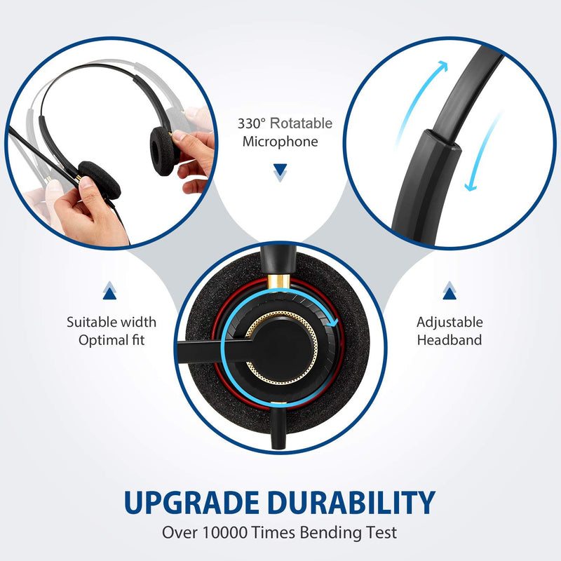 [Australia - AusPower] - Arama Phone Headset with Mic Noise Cancelling & Mute Switch, Wired Telephone Headset 2.5mm for Panasonic AT&T ML17929 Vtech Cisco Grandstream Home Office Cordless DECT Phones 